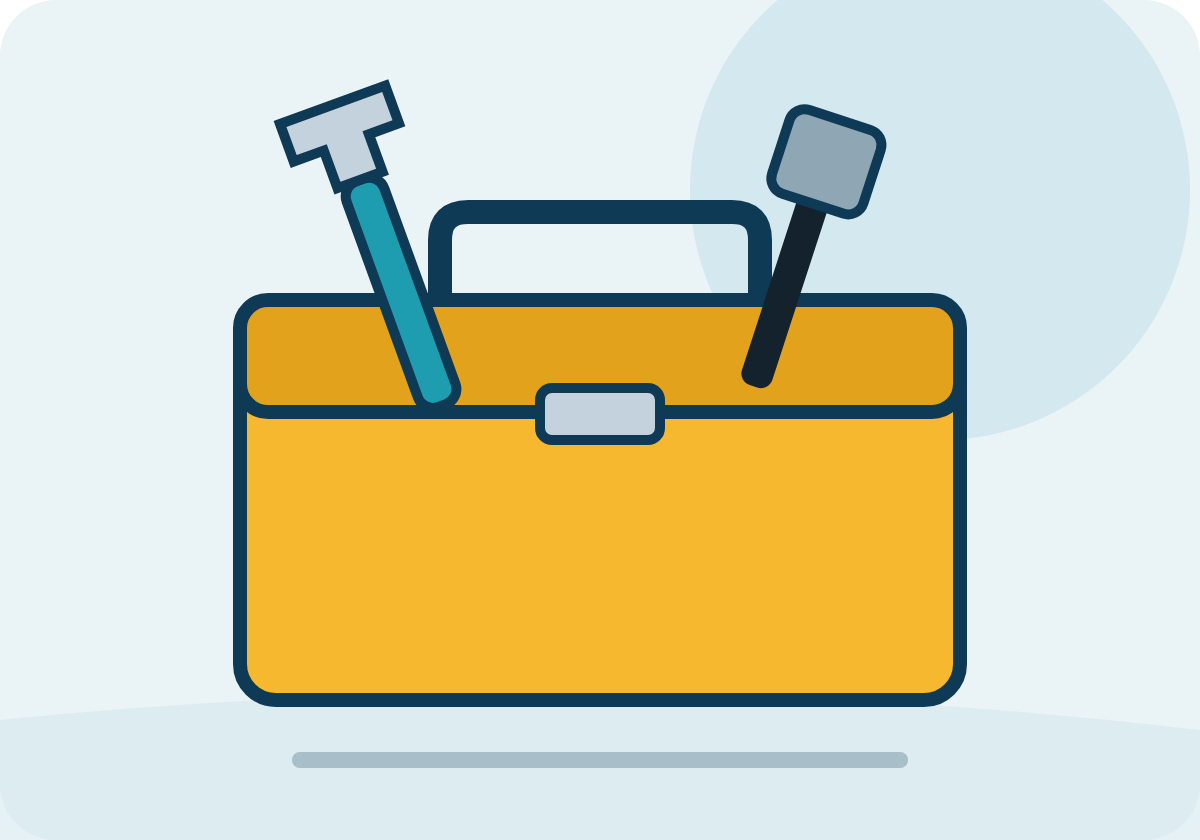 Illustration of a plumber's toolbox with wrenches